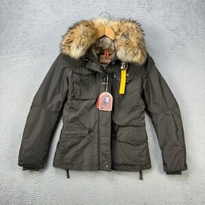 Parajumpers Dark Green Jacket with Racoon Fur Trim